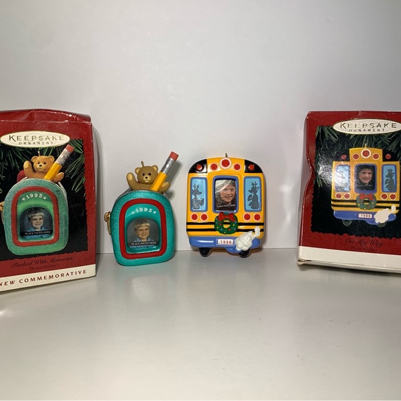 Hallmark Photo Holder ￼ Dated 1995 /96 Keepsake Ornaments School Theme Lot Of  2 - Picture 1 of 8